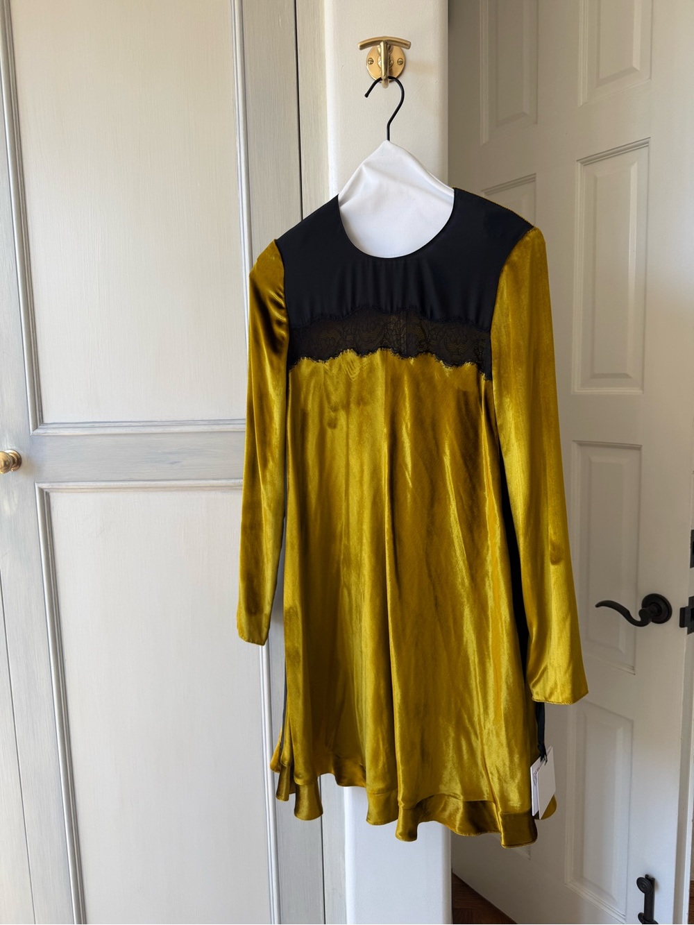 Red Valentino Velvet Dress with Lace Yoke